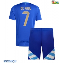 Argentina Rodrigo De Paul #7 Bortedraktsett Barn Copa America 2024 Kortermet (+ Korte bukser)